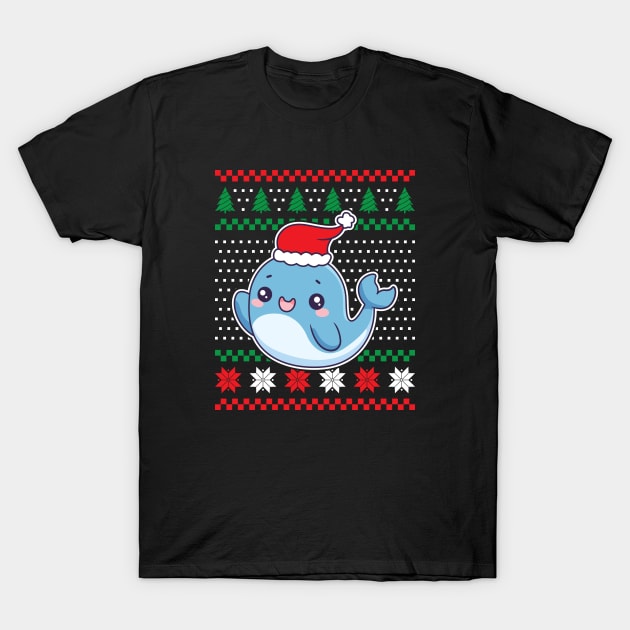 Ugly Christmas Sweaters Cute Whale T-Shirt by JS Arts